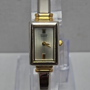 Womens Citizen 5421-K15044CK 15mm Tank Semi-Bangle Quartz Watch New Battery